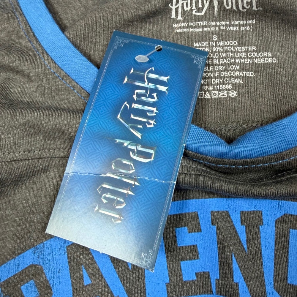 Harry Potter Ravenclaw Graphic Tee Grey Blue 3/4 Sleeve Raglan T-Shirt Small NEW - Picture 4 of 5